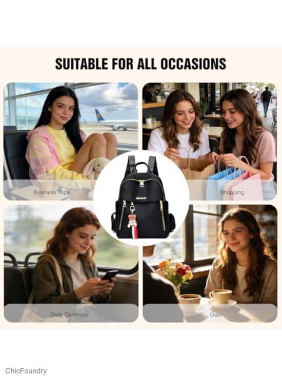 PU Leather Laptop Backpack with Detachable Charms Fits 12.9 Inch main image 5